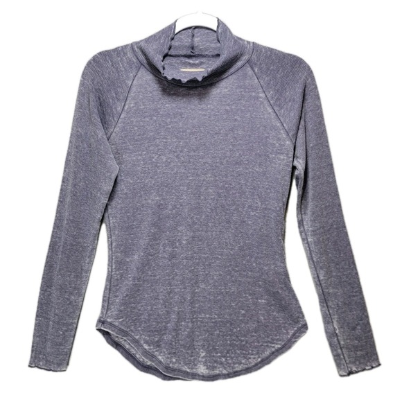 Chaser Distressed Purple Burnout Tshirt Womens S High Neck Long Sleeve Grunge - Picture 2 of 13